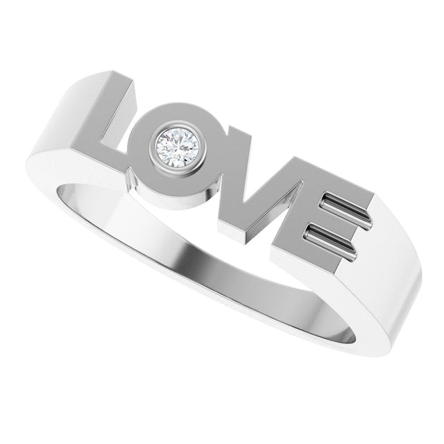 Platinum Round Natural Diamond Love Ring - view 5