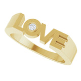 14K Gold Round Natural Diamond Love Ring - Yellow Gold - view 5