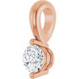 14K Gold Round Natural Diamond Solitaire Pendant – up to 1/10 CTW - Rose Gold - view 2