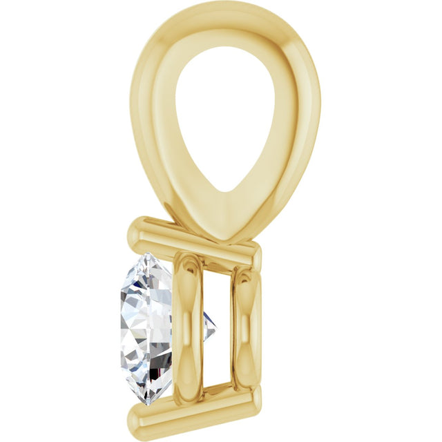14K Gold Round Lab-Grown Diamond Solitaire Pendant – up to 1/10 CTW - Yellow Gold - view 3