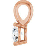 14K Gold Round Natural Diamond Solitaire Pendant – up to 1/10 CTW - Rose Gold - view 3