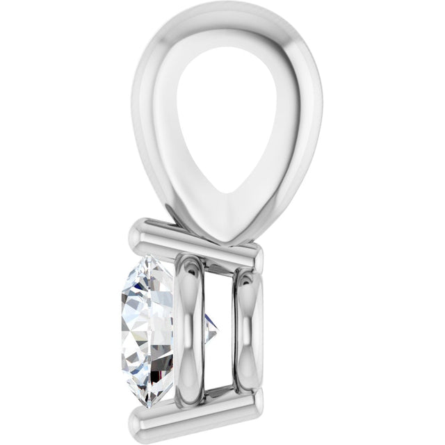 14K Gold Round Natural Diamond Solitaire Pendant – up to 1/10 CTW - White Gold - view 3