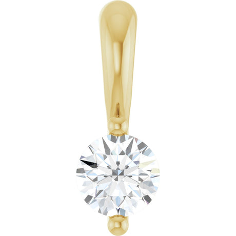 14K Gold Round Lab-Grown Diamond Solitaire Pendant – up to 1/10 CTW - Yellow Gold