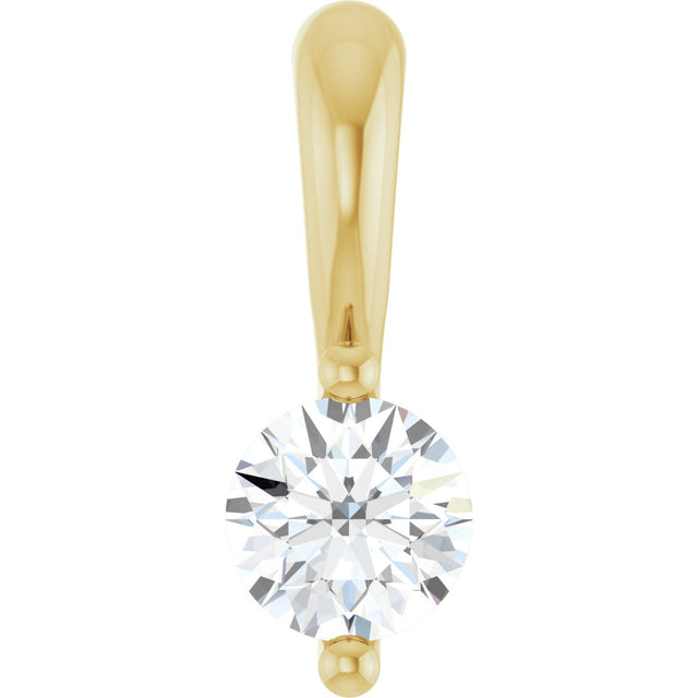 14K Gold Round Lab-Grown Diamond Solitaire Pendant – up to 1/10 CTW - Yellow Gold