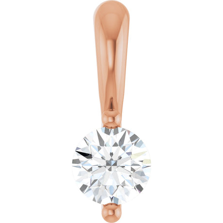 14K Gold Round Lab-Grown Diamond Solitaire Pendant – up to 1/10 CTW - Rose Gold