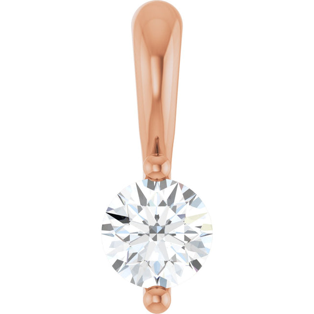 14K Gold Round Lab-Grown Diamond Solitaire Pendant – up to 1/10 CTW - Rose Gold