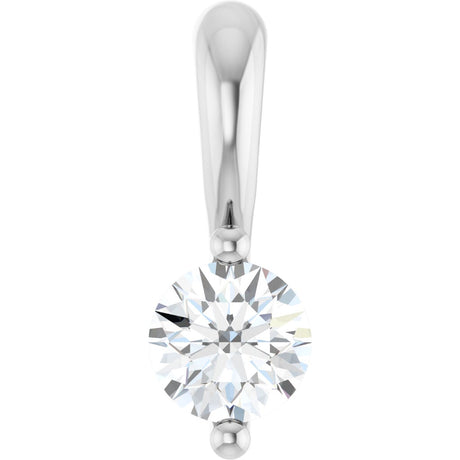 14K Gold Round Lab-Grown Diamond Solitaire Pendant – up to 1/10 CTW - White Gold