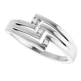 14K Gold Round Natural Diamond Accented Negative Space Ring – 1.2mm Stones - White Gold - view 5