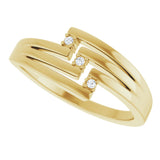 14K Gold Round Natural Diamond Accented Negative Space Ring – 1.2mm Stones - Yellow Gold - view 5