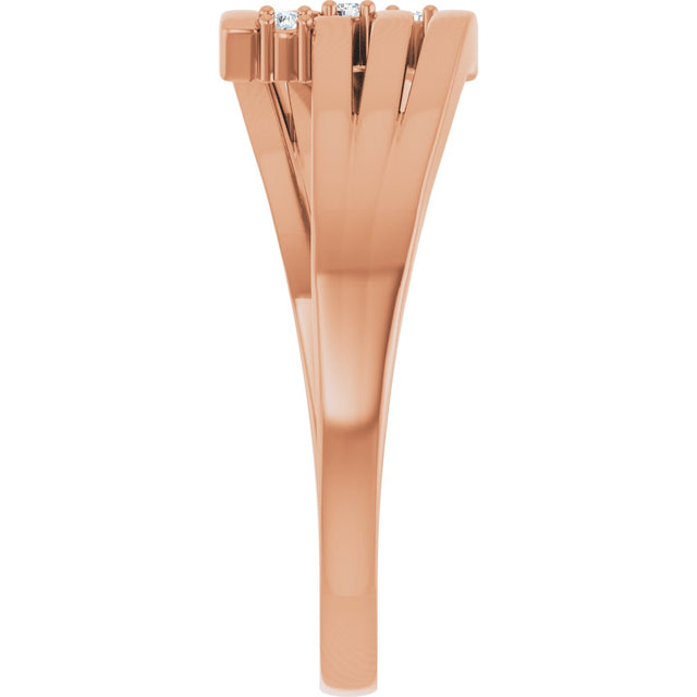 14K Gold Round Natural Diamond Accented Negative Space Ring – 1.2mm Stones - Rose Gold - view 4