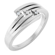 14K Gold Round Natural Diamond Accented Negative Space Ring – 1.2mm Stones - White Gold