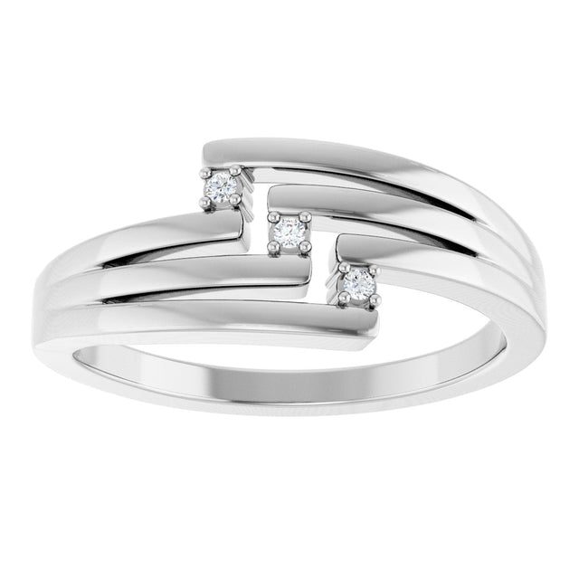 Platinum Round Natural Diamond Accented Negative Space Ring – 1.2mm Stones - view 3