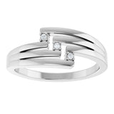 14K Gold Round Natural Diamond Accented Negative Space Ring – 1.2mm Stones - White Gold - view 3