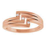 14K Gold Round Natural Diamond Accented Negative Space Ring – 1.2mm Stones - Rose Gold - view 3