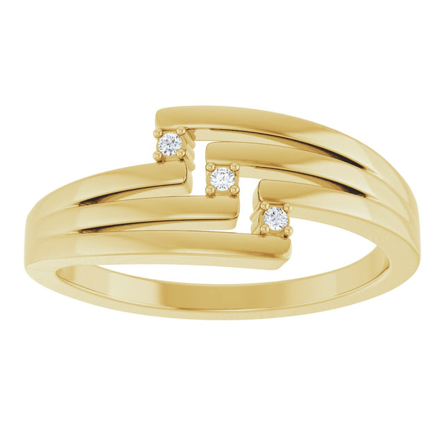14K Gold Round Natural Diamond Accented Negative Space Ring – 1.2mm Stones - Yellow Gold - view 3