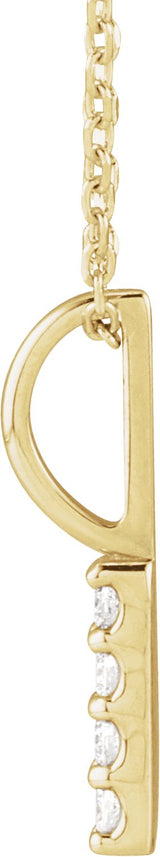 14K Gold Round Natural Diamond Vertical Bar Necklace or Pendant - Yellow Gold - view 2
