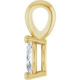 14K Gold Natural Diamond Oval 2-Prong Solitaire Pendant - Yellow Gold - view 3