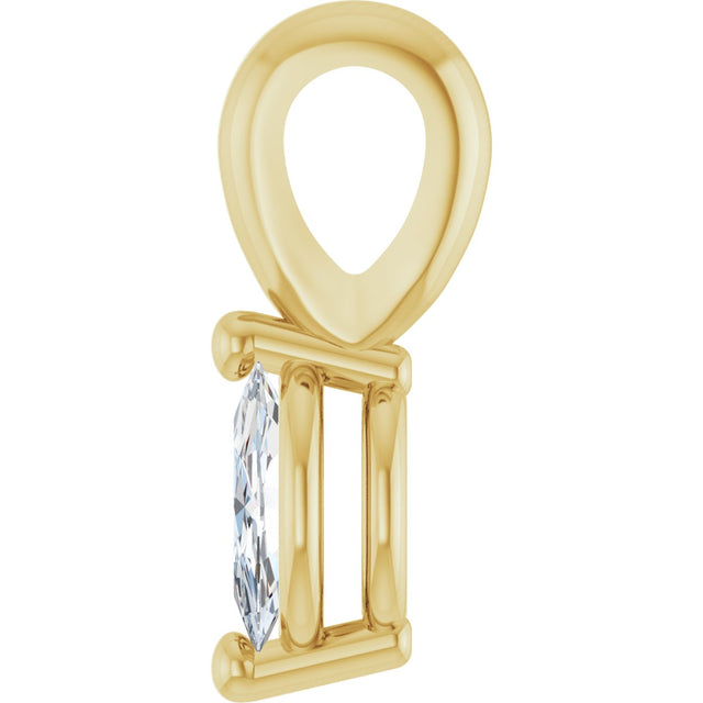 14K Gold Natural Diamond Oval 2-Prong Solitaire Pendant - Yellow Gold - view 3