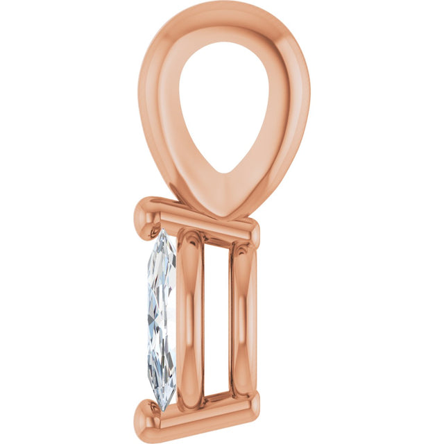 14K Gold Natural Diamond Oval 2-Prong Solitaire Pendant - Rose Gold - view 3