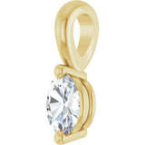 14K Gold Natural Diamond Oval 2-Prong Solitaire Pendant - Yellow Gold - view 2