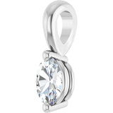 14K Gold Natural Diamond Oval 2-Prong Solitaire Pendant - White Gold - view 2