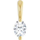 14K Gold Natural Diamond Oval 2-Prong Solitaire Pendant - Yellow Gold