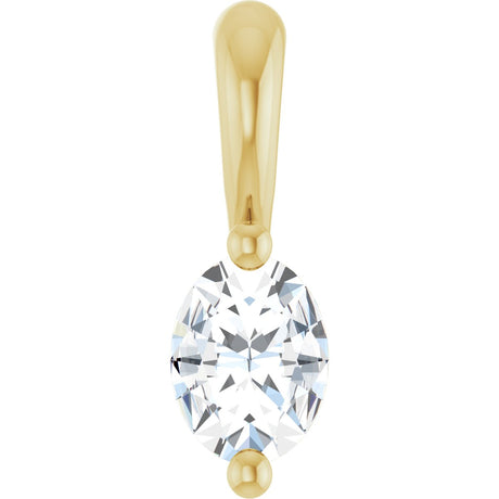 14K Gold Natural Diamond Oval 2-Prong Solitaire Pendant - Yellow Gold