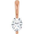 14K Gold Natural Diamond Oval 2-Prong Solitaire Pendant - Rose Gold