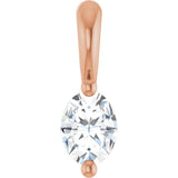 14K Gold Natural Diamond Oval 2-Prong Solitaire Pendant - Rose Gold