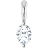 Platinum Natural Diamond Oval 2-Prong Solitaire Pendant