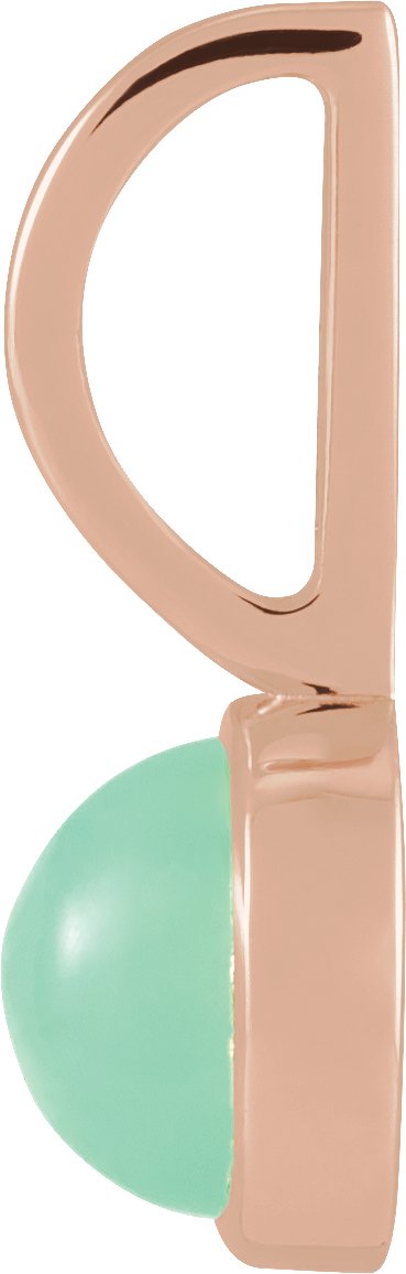 14K Gold Round Natural Chrysoprase Cabochon Pendant - Rose Gold - view 2