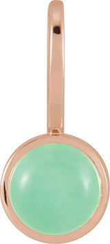 14K Gold Round Natural Chrysoprase Cabochon Pendant - Rose Gold