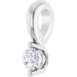 14K Gold Round Natural Diamond Solitaire Pendant – up to 1/10 CTW - White Gold - view 2