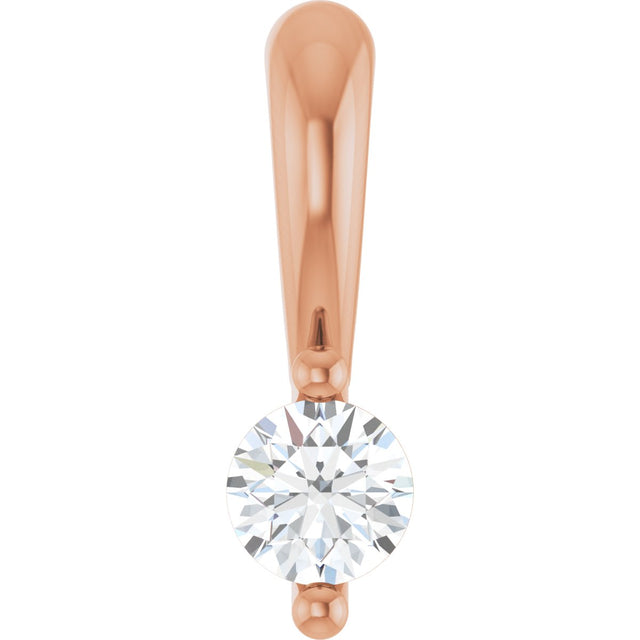 14K Gold Round Lab-Grown Diamond Solitaire Pendant – up to 1/10 CTW - Rose Gold