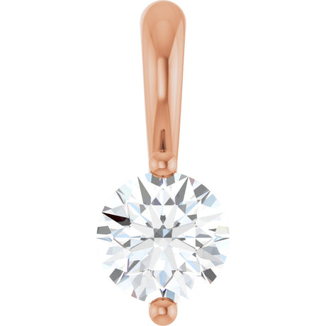 14K Gold Round Lab-Grown Diamond Solitaire Pendant – up to 1/10 CTW - Rose Gold