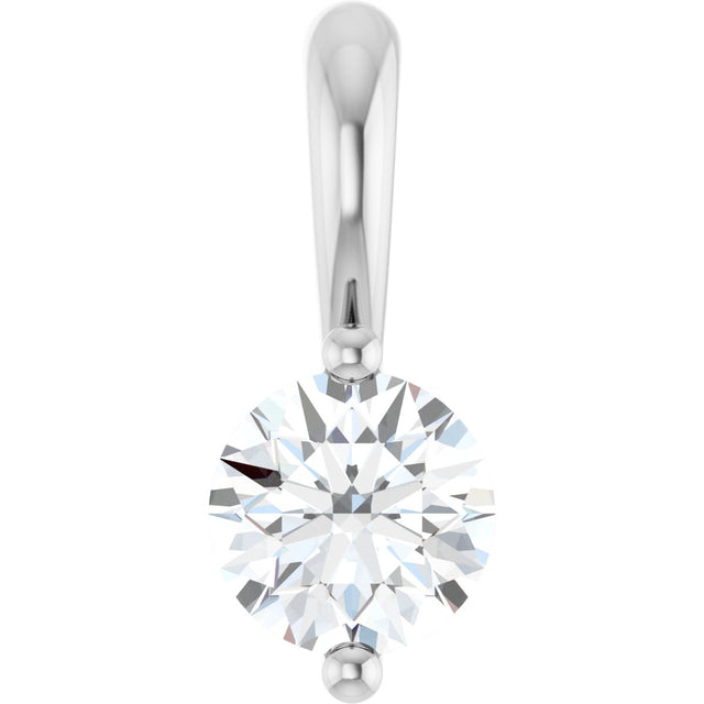 14K Gold Round Lab-Grown Diamond Solitaire Pendant – up to 1/10 CTW - White Gold