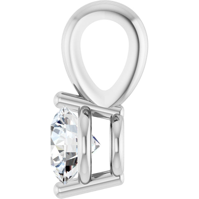 14K Gold Round Natural Diamond Solitaire Pendant – up to 1/10 CTW - White Gold - view 3