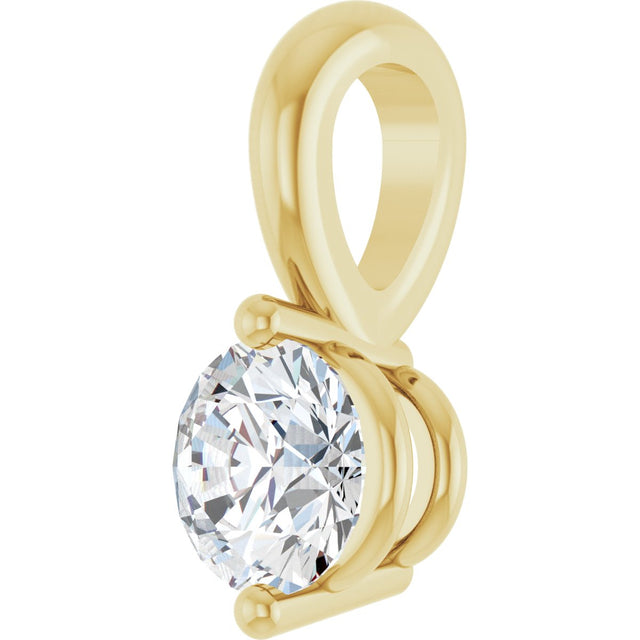 14K Gold Round Natural Diamond Solitaire Pendant – up to 1/10 CTW - Yellow Gold - view 2