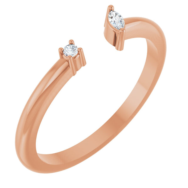 14K Gold Natural Diamond Negative Space Ring III - Rose Gold