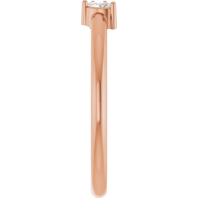 14K Gold Natural Diamond Negative Space Ring III - Rose Gold - view 4