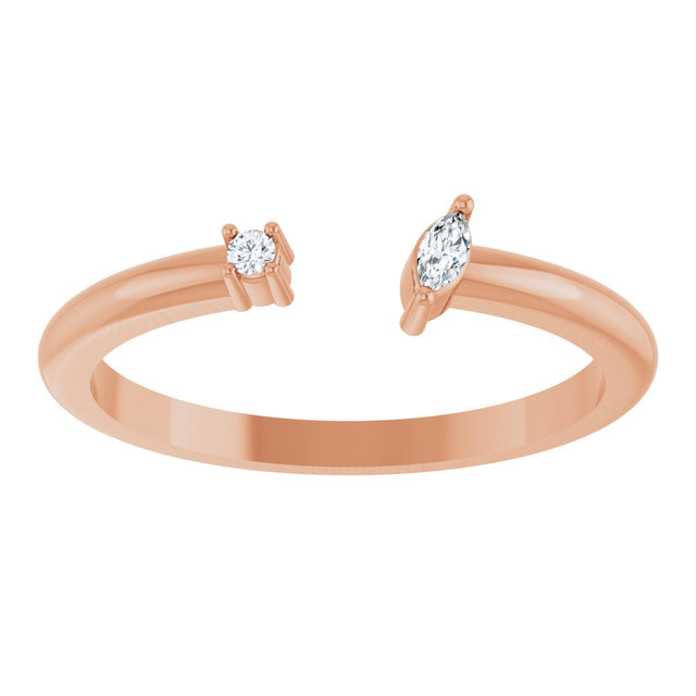 14K Gold Natural Diamond Negative Space Ring III - Rose Gold - view 3