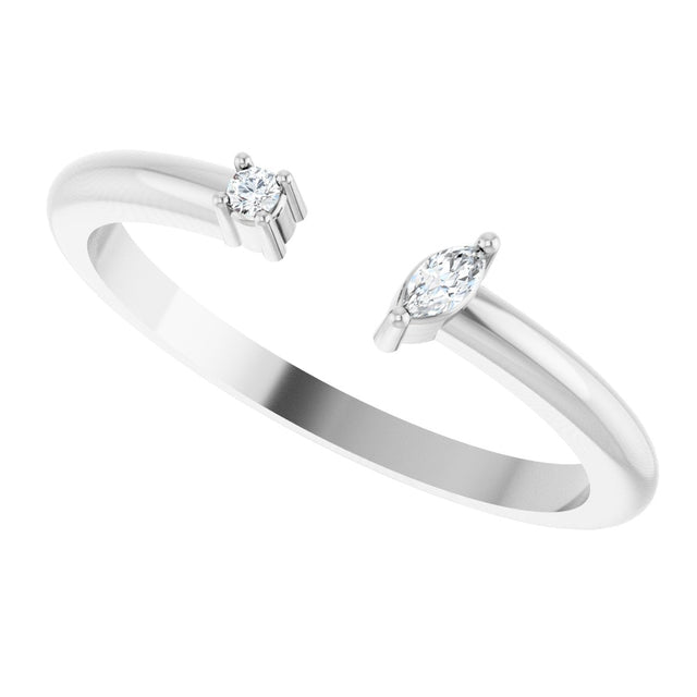 14K Gold Natural Diamond Negative Space Ring III - White Gold - view 5