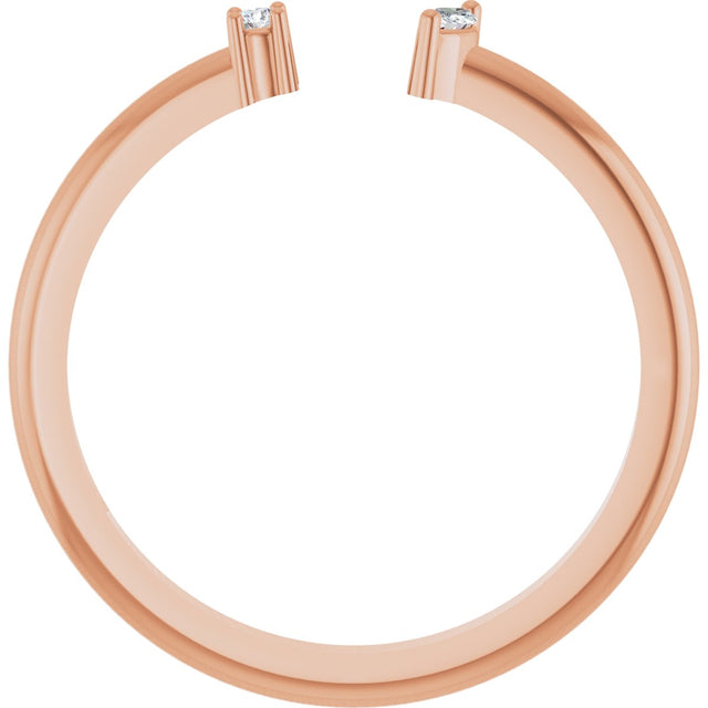 14K Gold Natural Diamond Negative Space Ring III - Rose Gold - view 2