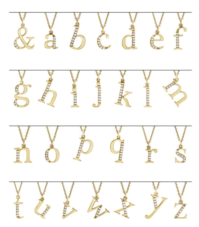 14K Gold Round Natural Diamond Initial Necklace or Pendant – up to 0.025 CTW - Rose Gold - view 3