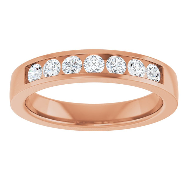 14K Gold Lab-Grown Diamond Channel-Set Seven-Stone Band - Rose Gold - view 13