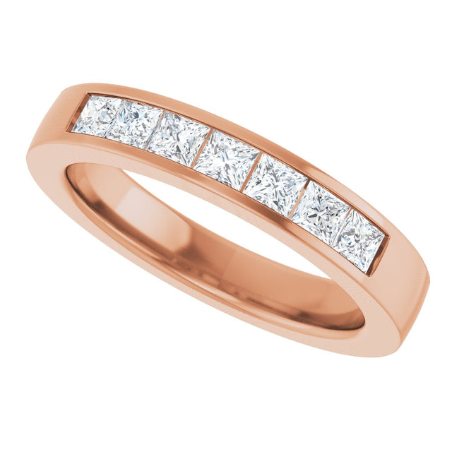 14K Gold Lab-Grown Diamond Channel-Set Seven-Stone Band - Rose Gold - view 15