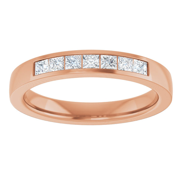 14K Gold Lab-Grown Diamond Channel-Set Seven-Stone Band - Rose Gold - view 13
