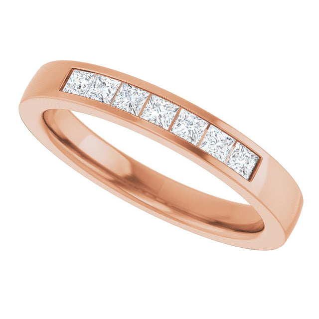 14K Gold Lab-Grown Diamond Channel-Set Seven-Stone Band - Rose Gold - view 15