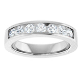 14K Gold Lab-Grown Diamond Channel-Set Seven-Stone Band - White Gold - view 13
