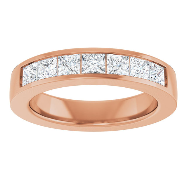 14K Gold Lab-Grown Diamond Channel-Set Seven-Stone Band - Rose Gold - view 13